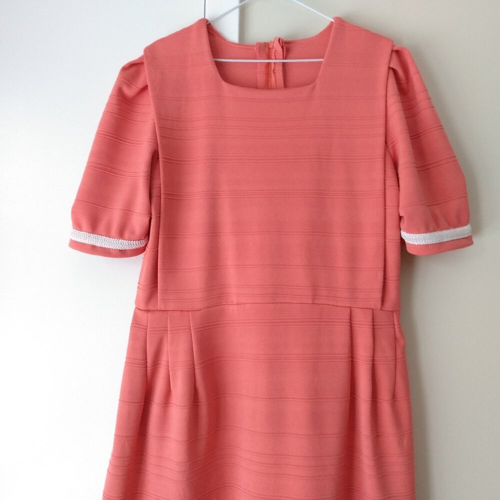 Amish Mennonite Cape Dress 42"B 38"W Coral Pink VERY Heavy Fabric
